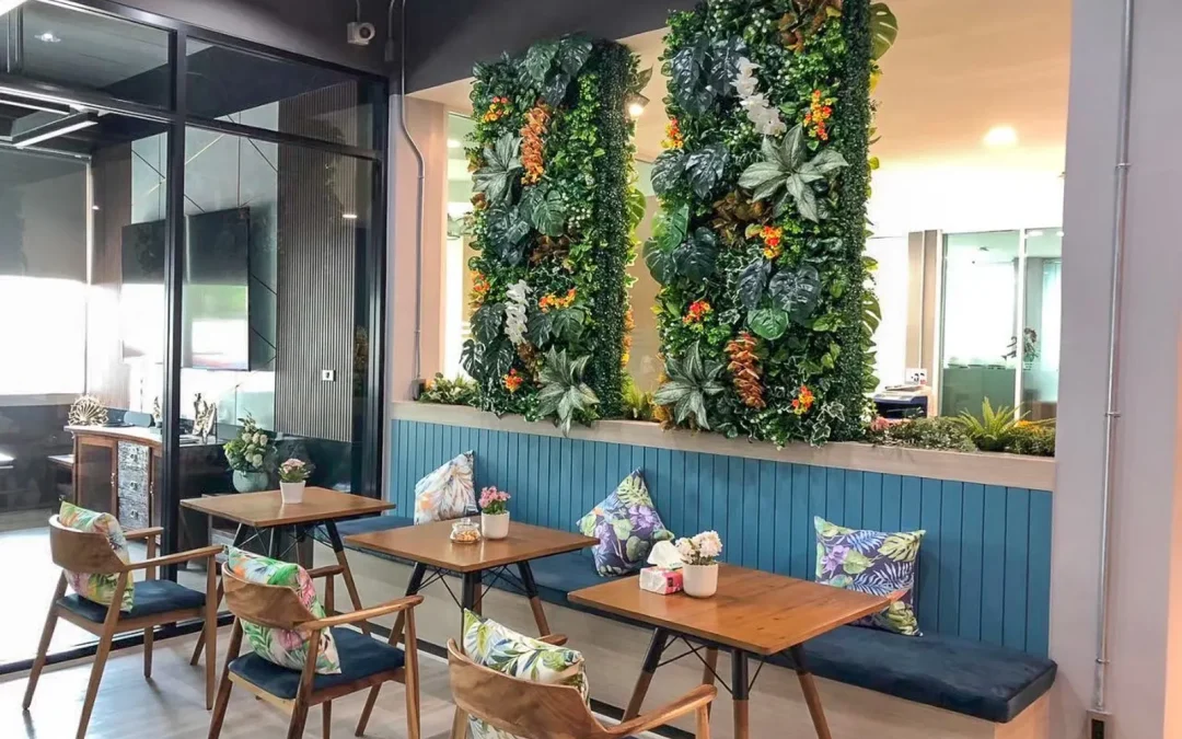 รีวิวสวนติดผนังตกแต่งคาเฟ่ ร้านคุณนิออน บริษัท นาวี อินเตอร์เทรค จำกัด , ยานนาวา, กรุงเทพฯ