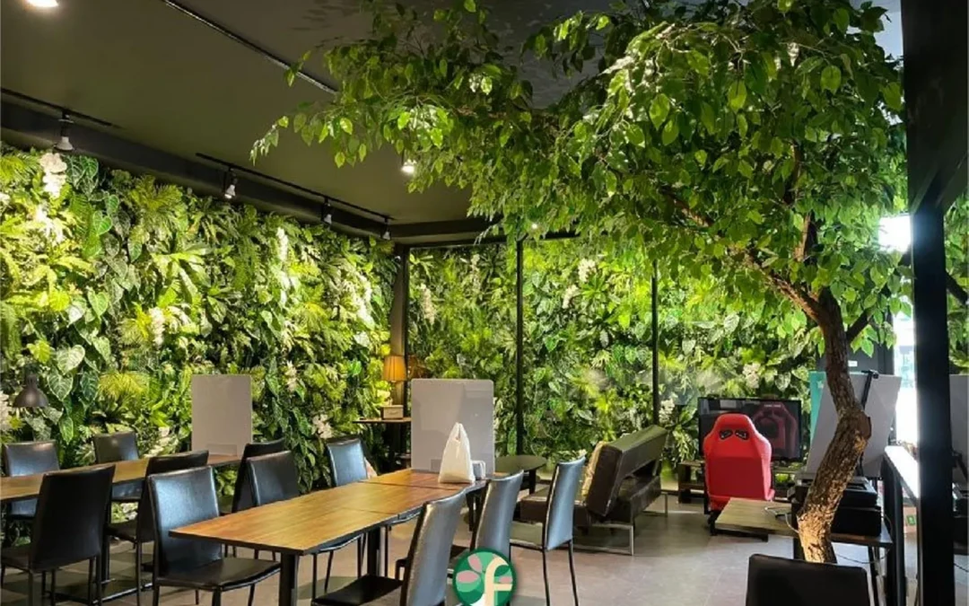 สวนติดผนัง ตกแต่ง ร้านกาแฟ Co-Working Space ร้านฐานทัพลับ จ.ปทุมธานี