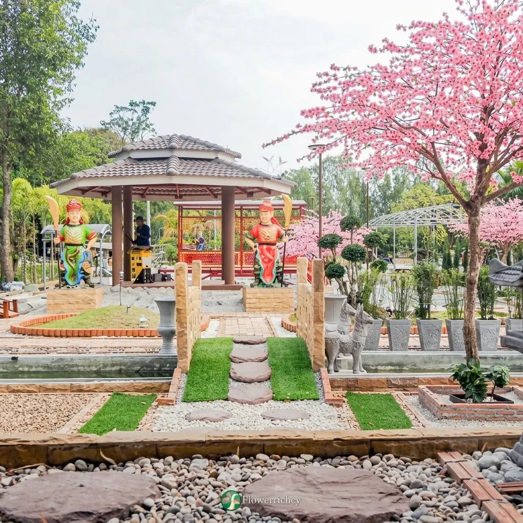 ผลงานการติดตั้งต้นซากุระประดิษฐ์สวนเกษตรอินทรีย์