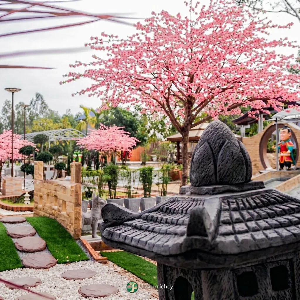 ผลงานการติดตั้งต้นซากุระประดิษฐ์สวนเกษตรอินทรีย์ แปะเก่งจ.นครสวรรค์